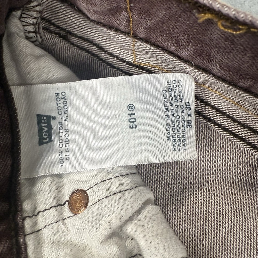 Levis 501 Jeans Men 38x30 Rust Denim Pants Button Fly Workwear Straight Burgundy - Picture 5 of 8